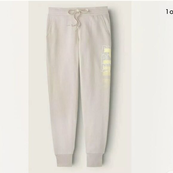 Victoria’s Secret Pink Logo Everyday Lounge Skinny Jogger Pants Platinum - Picture 5 of 10